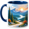 Tasse mit Berglandschaftsmotiv 350ml Blau