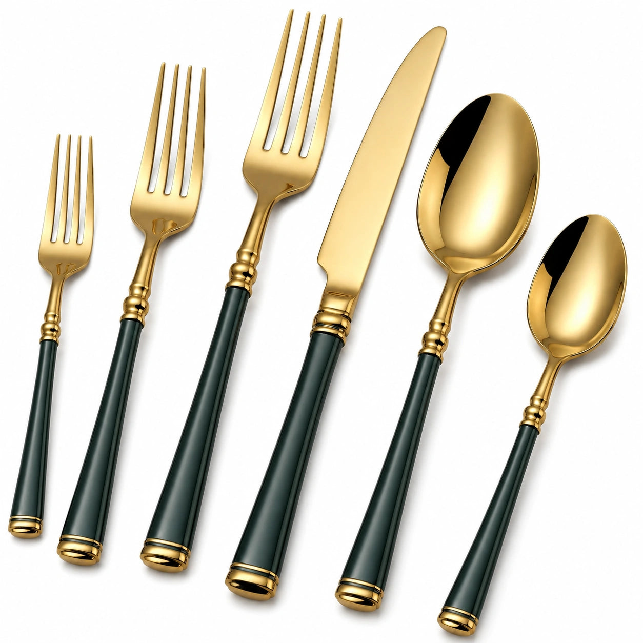 Luxus Besteckset Gold Schwarz 6-teilig