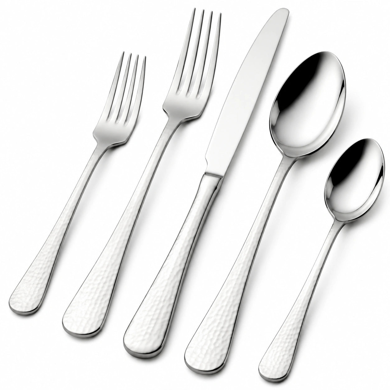 5-teiliges Besteckset aus Edelstahl in Silber