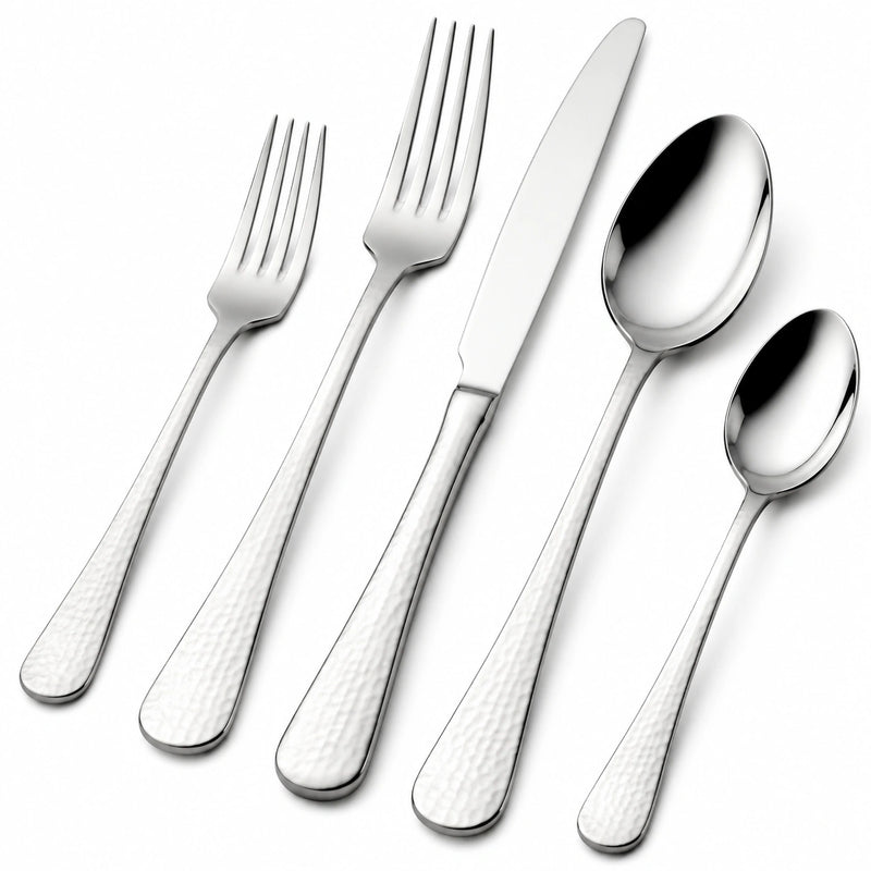 5-teiliges Besteckset aus Edelstahl in Silber