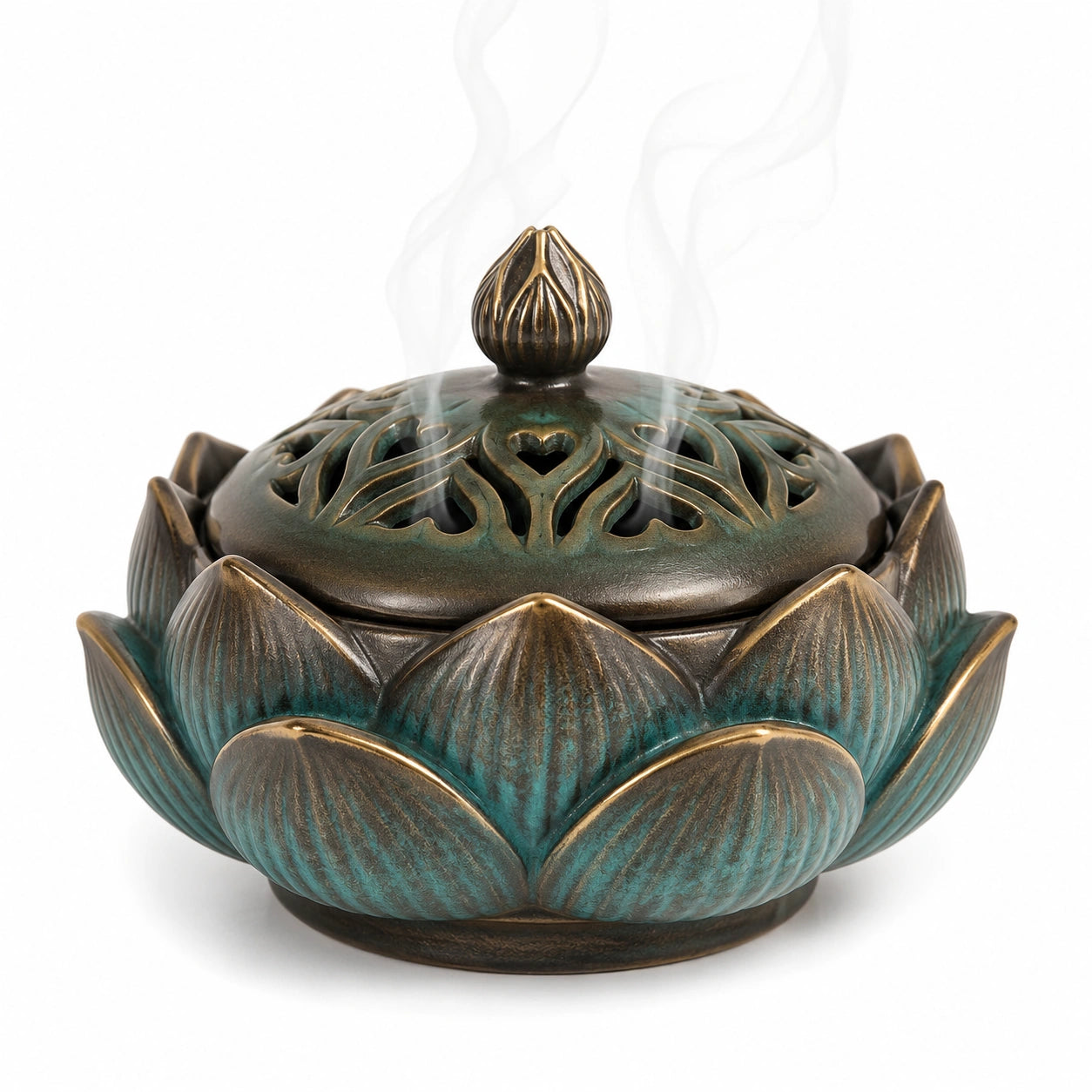 Lotus Räuchergefäß Bronzegrün