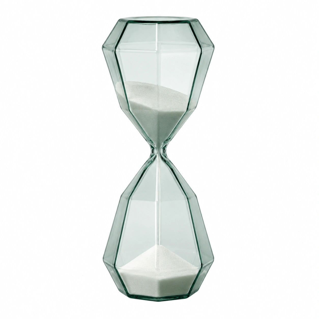 Geometrische Sanduhr mit Weißem Sand, Transparent