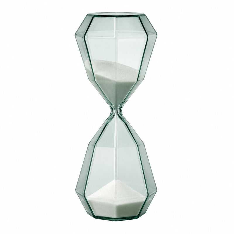 Geometrische Sanduhr mit Weißem Sand, Transparent