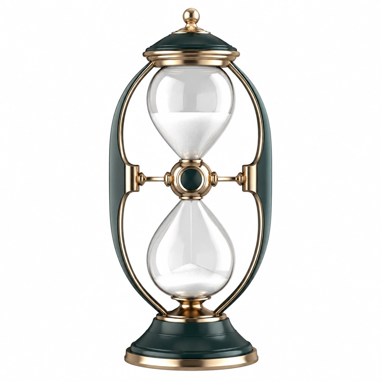 Elegante Sanduhr mit Metallrahmen Grün/Gold 30 cm