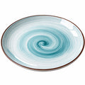 Keramikteller mit Spiralmuster in Türkis, 28 cm