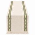 Gestreifter Tischläufer Beige Grün 140x33cm