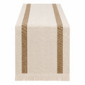 Tischläufer Beige und Braun mit Streifen und Fransen