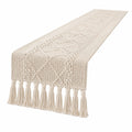 Makramee Tischläufer Beige mit Quasten 180x30