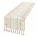 Makramee Tischläufer Beige mit Quasten 180x35 cm