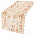 Bestickter Tischläufer mit Blumenmuster und Spitze Beige 180x40cm
